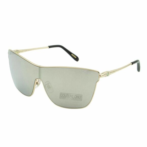 New Chopard Women Shield Sunglasses SCH-C20S-300G Gold Frame Gray Mirrored Lens - Picture 8 of 15